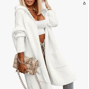 Aoysky Womens Long Cardigans Cable Knitted Open Front Oversized Hooded Outerwear